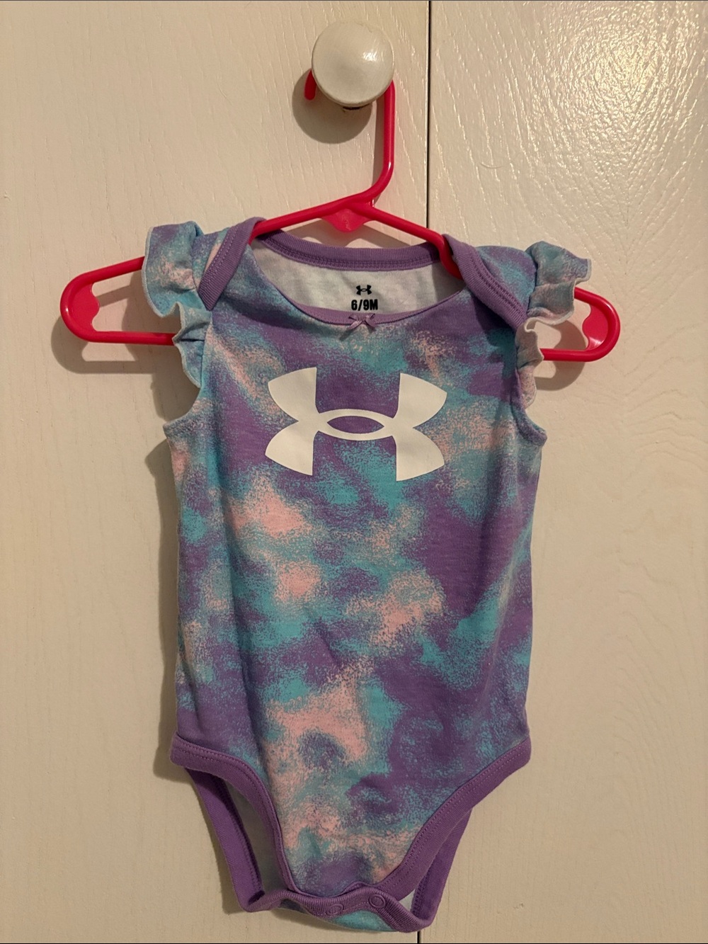 Under Armour Purple & Teal Tie-Dye Flutter-Sleeve One-Piece Bodysuit